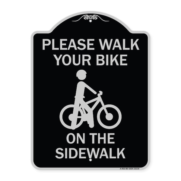 Pavement Stencil Please Walk Your Bike on Sidewalk Heavy-Gauge Alum Sign, 24" x 18", BS-1824-23338